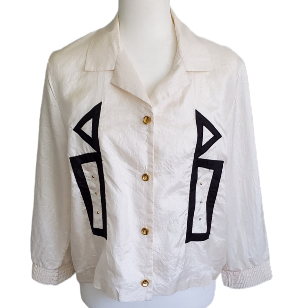 Vintage Abstract Shapes Button Down Top - small